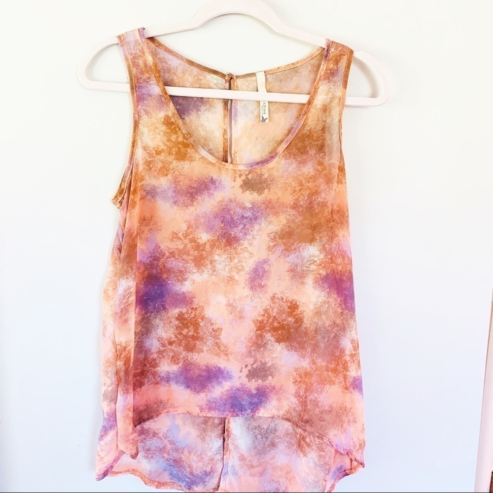 Paper Crane Tie Dye Sheer Tank - Picture 1 of 5